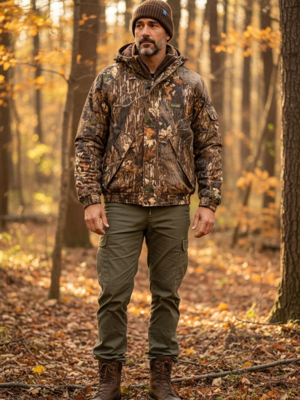 Gamehide Hunting Jacket Men's M Brown Green Camo Hooded Insulated Outdoor